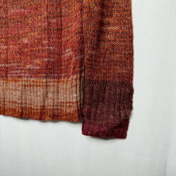 DRESSBARN / orange red gold metallic ombré open knit sweater / M - Picture 4 of 8